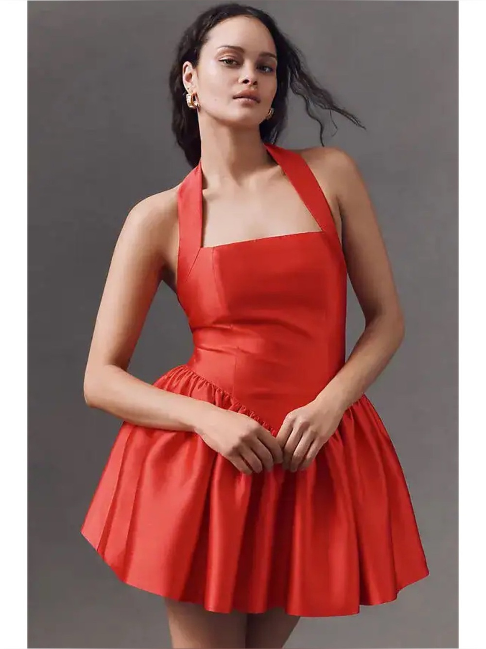 Mare Mare Rebecca Halter Fit and Flare Mini Dress in Red